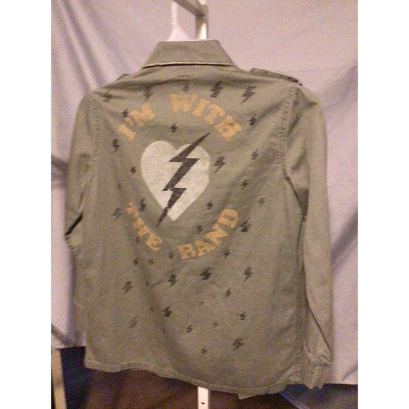 Junk Food "I'm with the Band" Jacket Shirt Green (Size XS) - - Picture 4 of 6